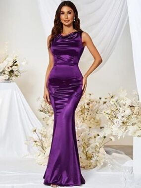 Muxxn Boutique Purple Sateen Mermaid Formal Gown Wedding Prom Women’s Sz XXL NWT